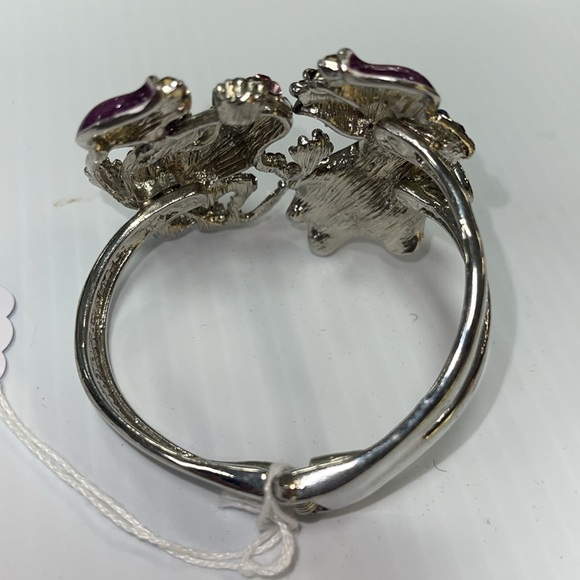 Clamper Bracelet Purple Frog and Flowers - Picture 2 of 3